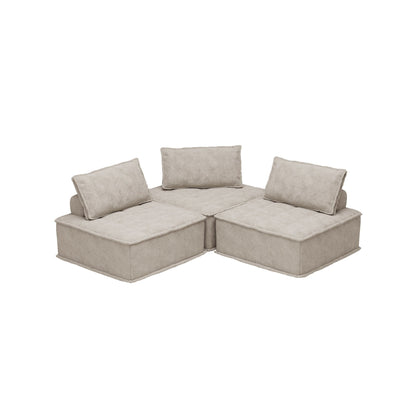 Oversized 3-piece Chenille Modular Square Sofa Set with High-Density Foam Cushions, Free Combination