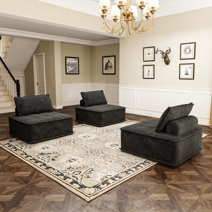 Oversized 3-piece Chenille Modular Square Sofa Set with High-Density Foam Cushions, Free Combination