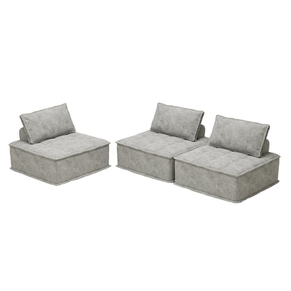 Oversized 3-piece Chenille Modular Square Sofa Set with High-Density Foam Cushions, Free Combination