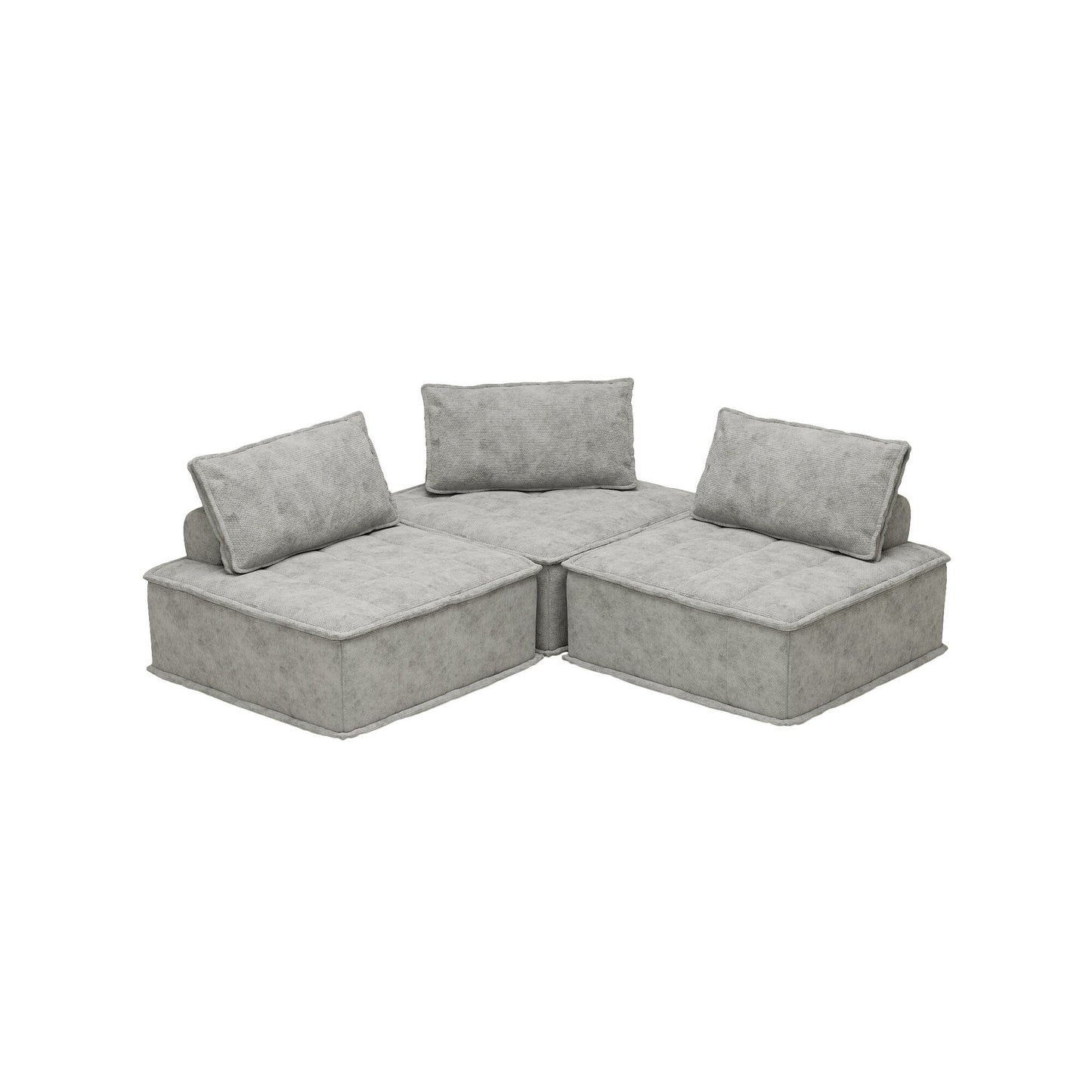 Oversized 3-piece Chenille Modular Square Sofa Set with High-Density Foam Cushions, Free Combination