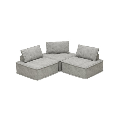 Oversized 3-piece Chenille Modular Square Sofa Set with High-Density Foam Cushions, Free Combination