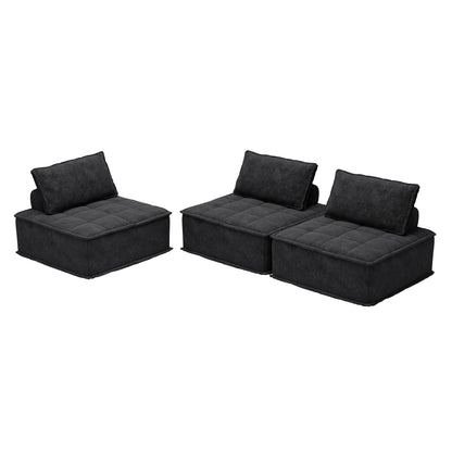 Oversized 3-piece Chenille Modular Square Sofa Set with High-Density Foam Cushions, Free Combination