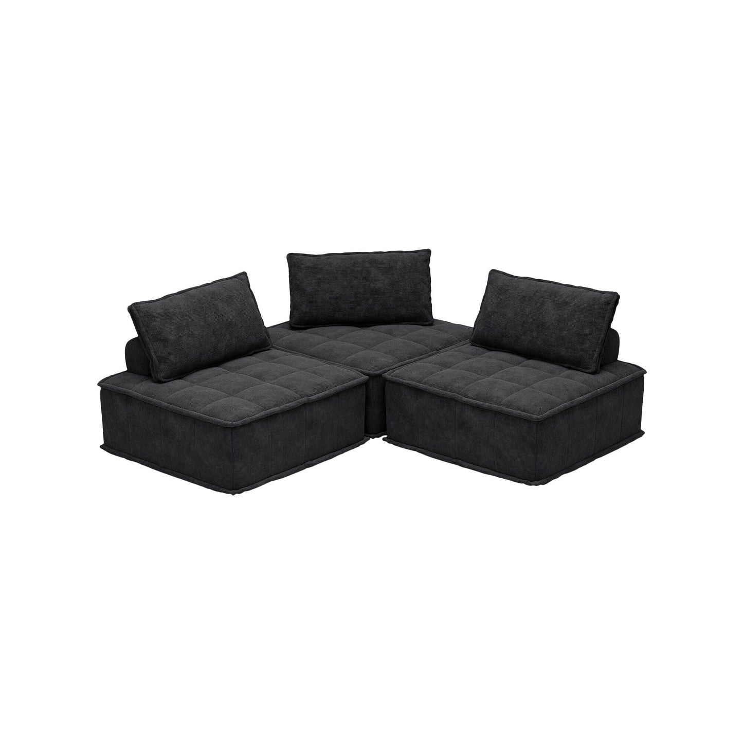 Oversized 3-piece Chenille Modular Square Sofa Set with High-Density Foam Cushions, Free Combination