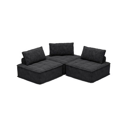 Oversized 3-piece Chenille Modular Square Sofa Set with High-Density Foam Cushions, Free Combination