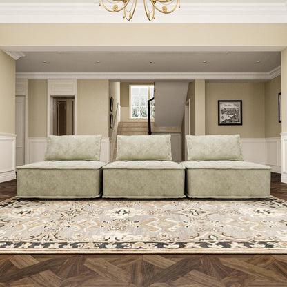Oversized 3-piece Chenille Modular Square Sofa Set with High-Density Foam Cushions, Free Combination