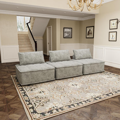 Oversized 3-piece Chenille Modular Square Sofa Set with High-Density Foam Cushions, Free Combination