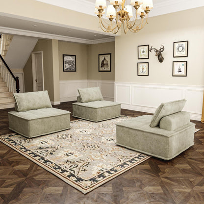 Oversized 3-piece Chenille Modular Square Sofa Set with High-Density Foam Cushions, Free Combination