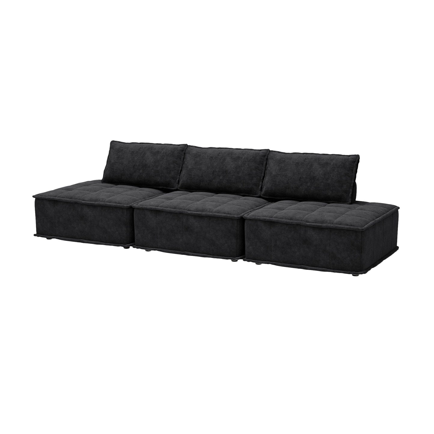 Oversized 3-piece Chenille Modular Square Sofa Set with High-Density Foam Cushions, Free Combination