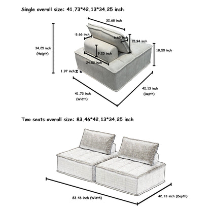 Oversized 3-piece Chenille Modular Square Sofa Set with High-Density Foam Cushions, Free Combination