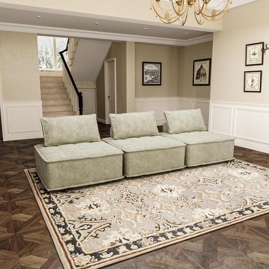 Oversized 3-piece Chenille Modular Square Sofa Set with High-Density Foam Cushions, Free Combination