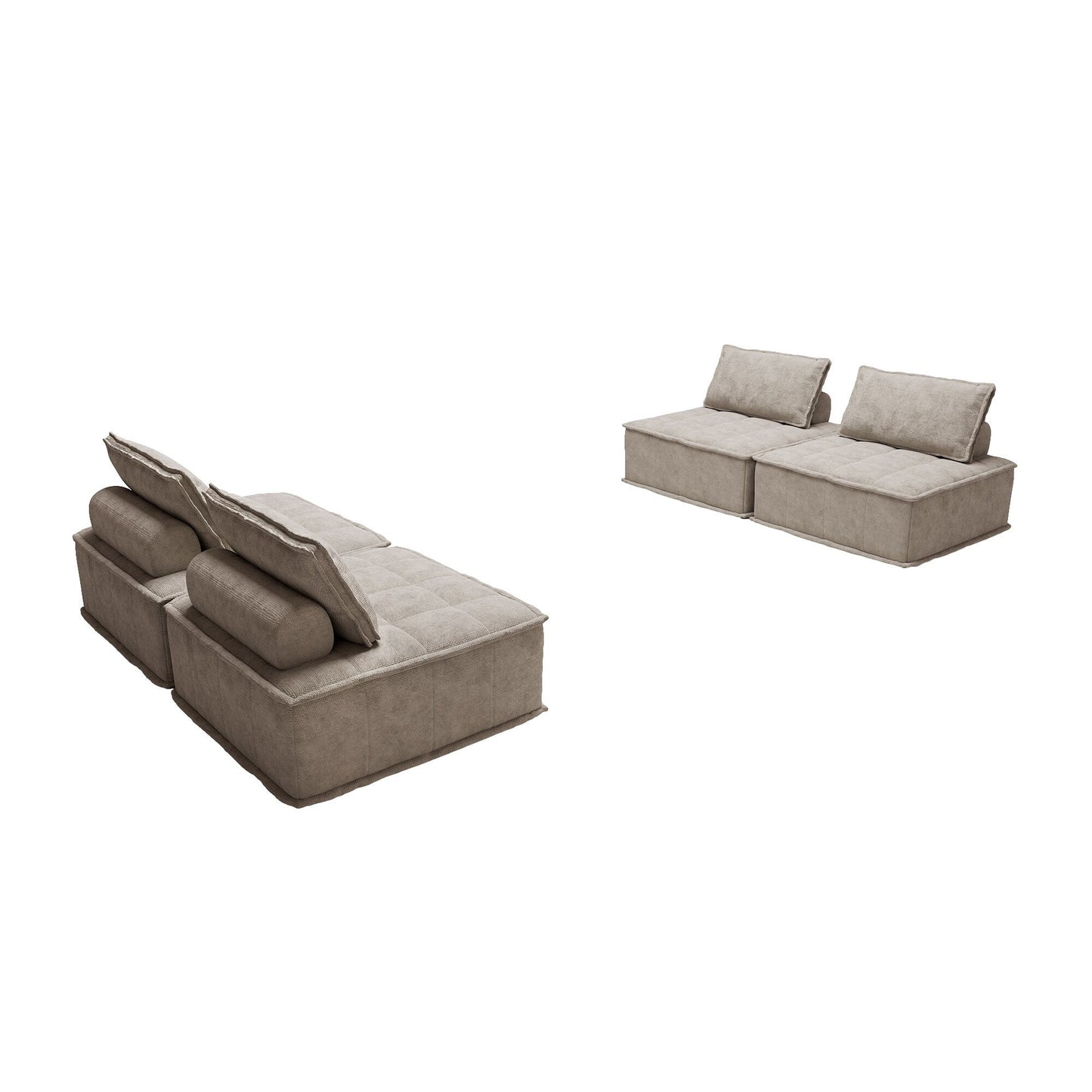 Oversized 4-piece Chenille Modular Square Sofa Set with High-Density Foam Cushions, Free Combination