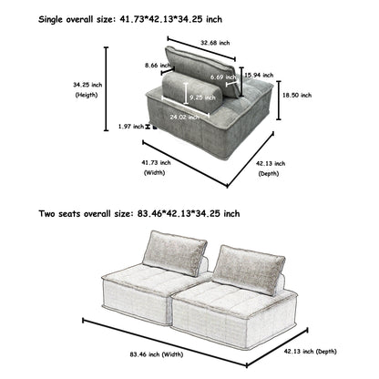 Oversized 4-piece Chenille Modular Square Sofa Set with High-Density Foam Cushions, Free Combination