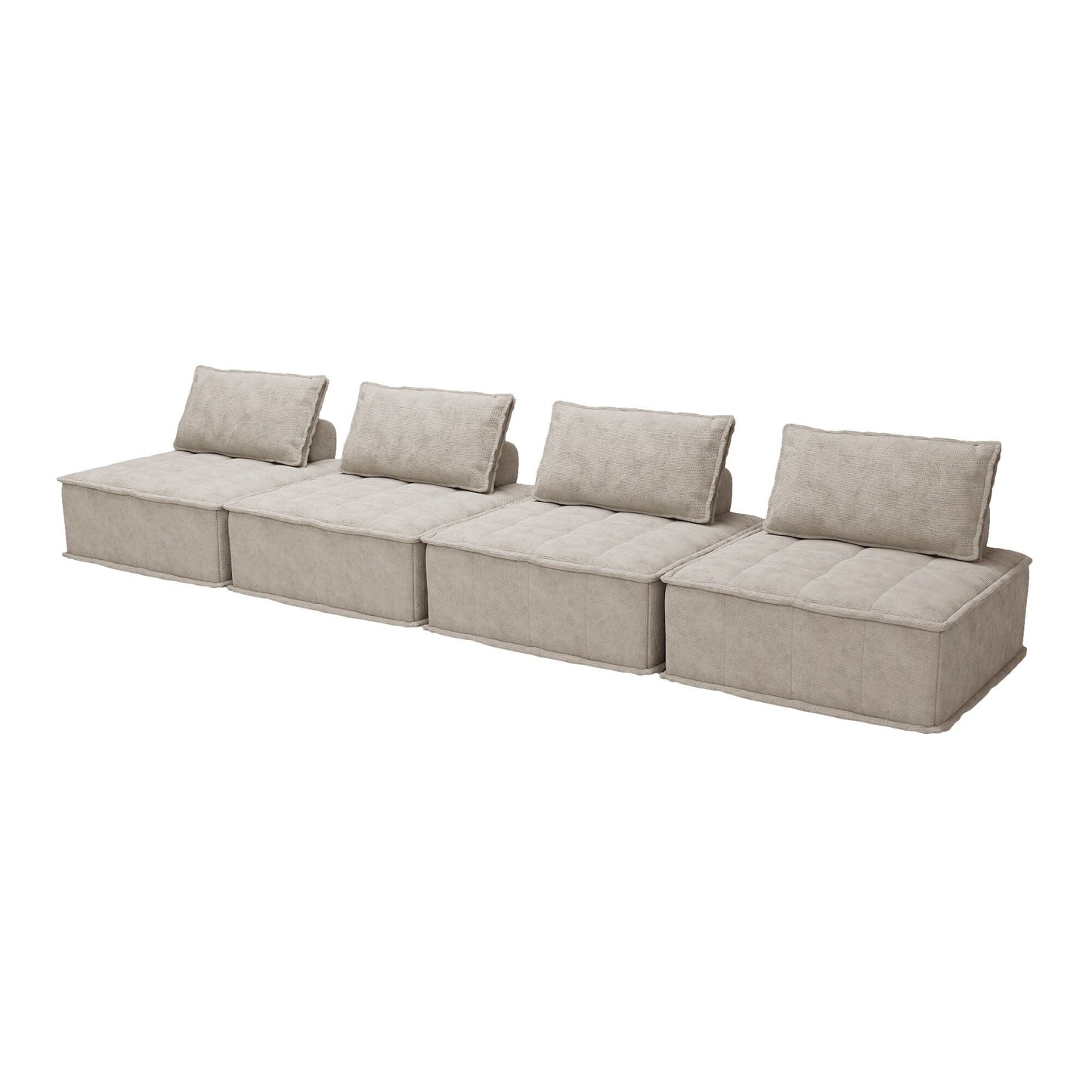 Oversized 4-piece Chenille Modular Square Sofa Set with High-Density Foam Cushions, Free Combination