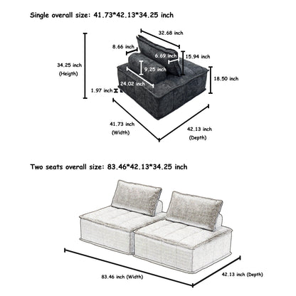 Oversized 4-piece Chenille Modular Square Sofa Set with High-Density Foam Cushions, Free Combination