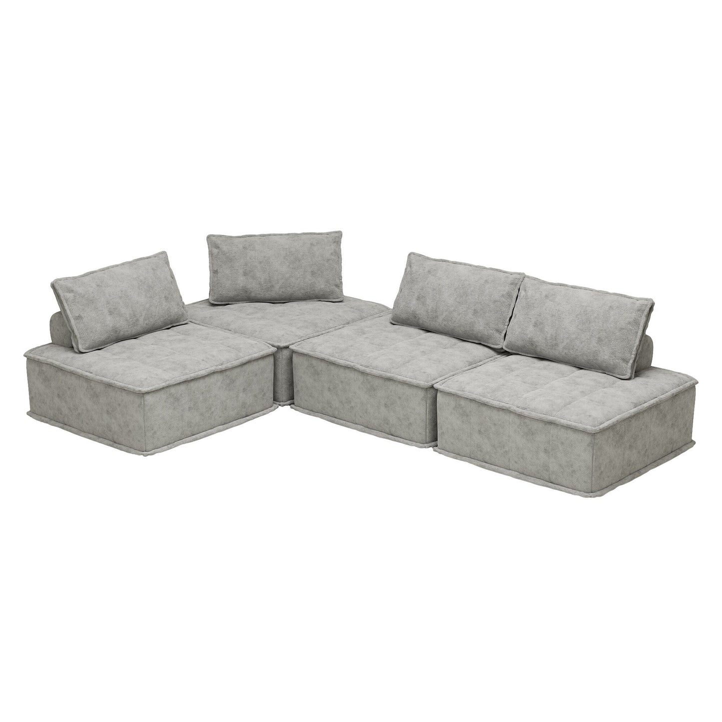Oversized 4-piece Chenille Modular Square Sofa Set with High-Density Foam Cushions, Free Combination