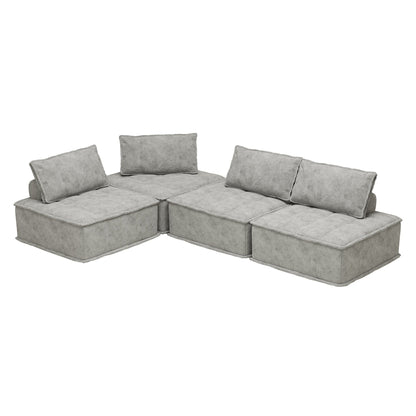 Oversized 4-piece Chenille Modular Square Sofa Set with High-Density Foam Cushions, Free Combination