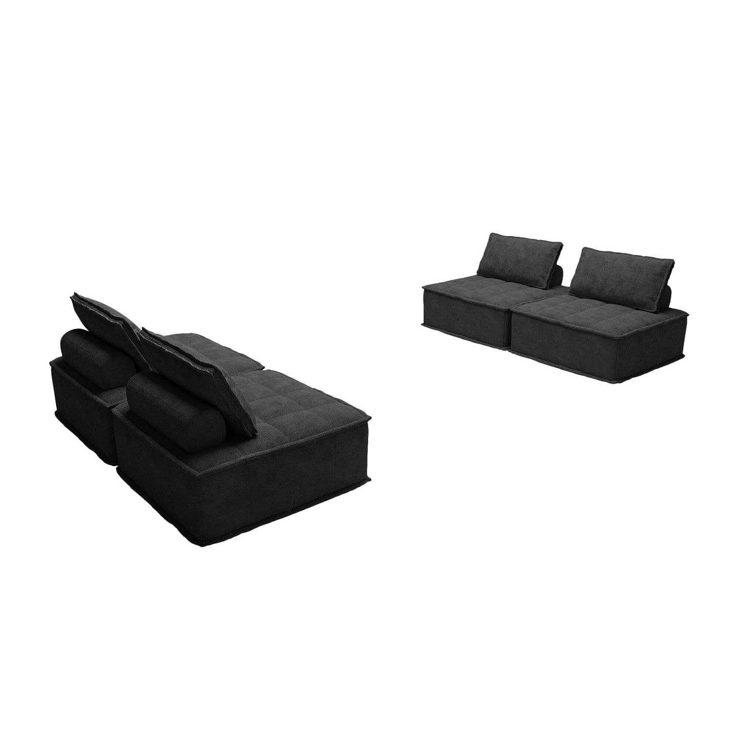 Oversized 4-piece Chenille Modular Square Sofa Set with High-Density Foam Cushions, Free Combination