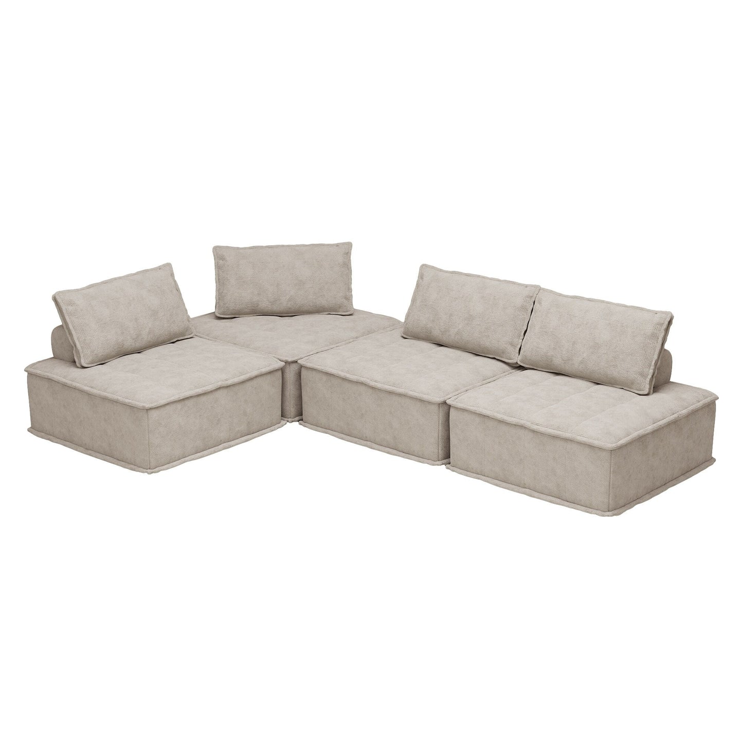 Oversized 4-piece Chenille Modular Square Sofa Set with High-Density Foam Cushions, Free Combination