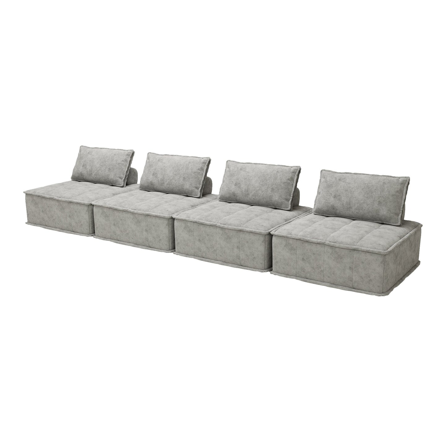 Oversized 4-piece Chenille Modular Square Sofa Set with High-Density Foam Cushions, Free Combination