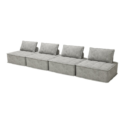 Oversized 4-piece Chenille Modular Square Sofa Set with High-Density Foam Cushions, Free Combination