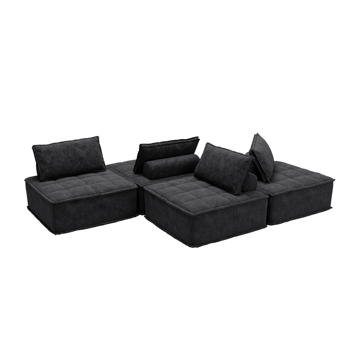Oversized 4-piece Chenille Modular Square Sofa Set with High-Density Foam Cushions, Free Combination