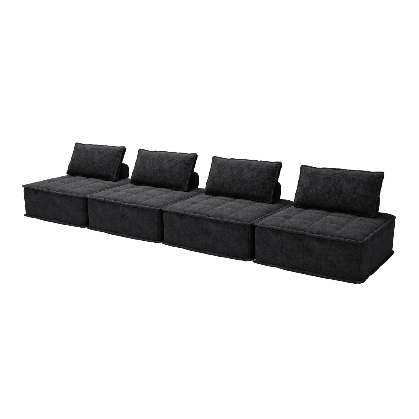 Oversized 4-piece Chenille Modular Square Sofa Set with High-Density Foam Cushions, Free Combination
