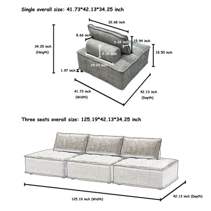 Oversized 4-piece Chenille Modular Square Sofa Set with High-Density Foam Cushions, Free Combination
