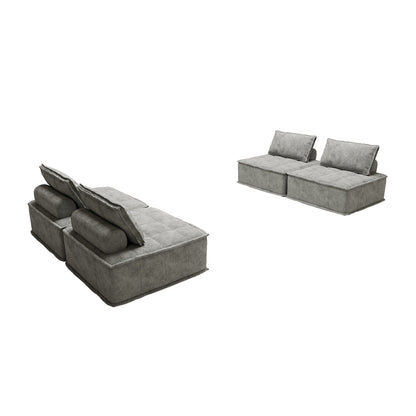 Oversized 4-piece Chenille Modular Square Sofa Set with High-Density Foam Cushions, Free Combination