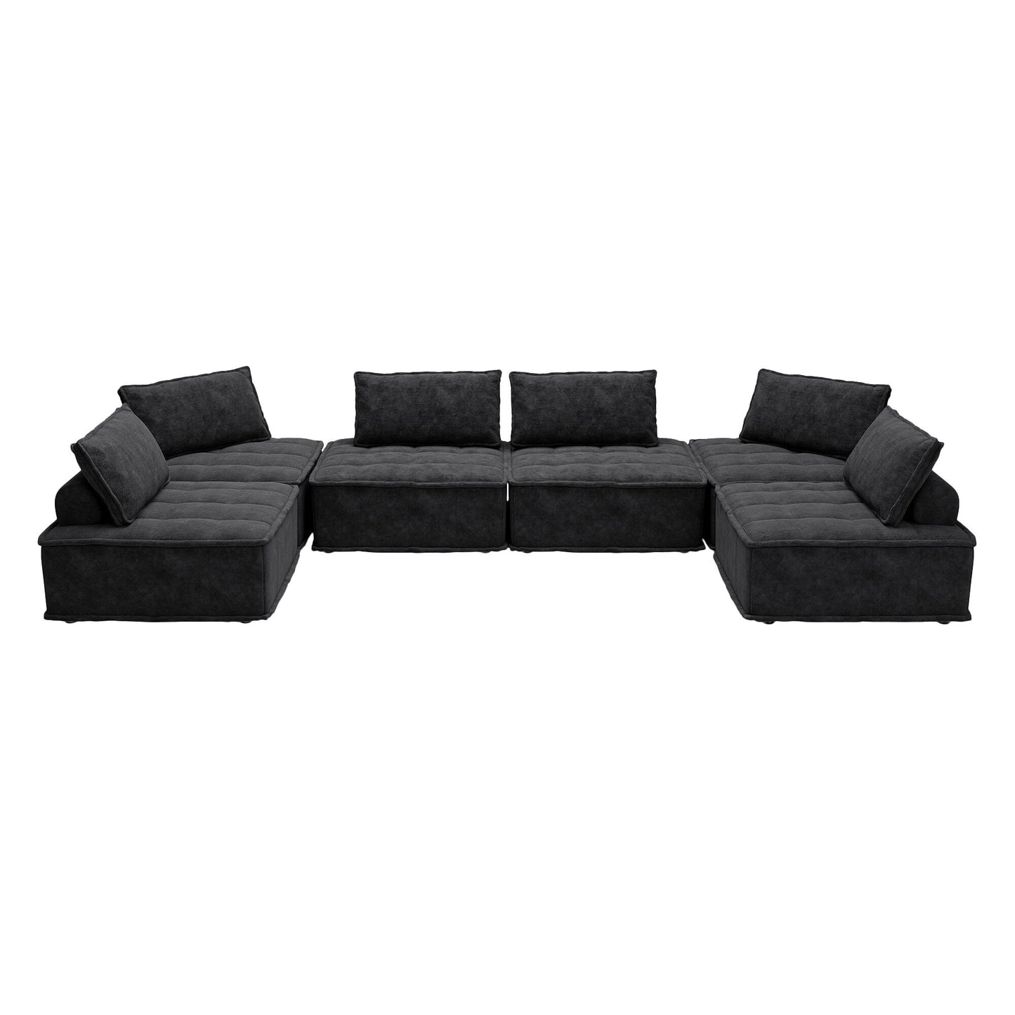 Oversized 6-piece Chenille Modular Square Sofa Set with High-Density Foam Cushions, Free Combination