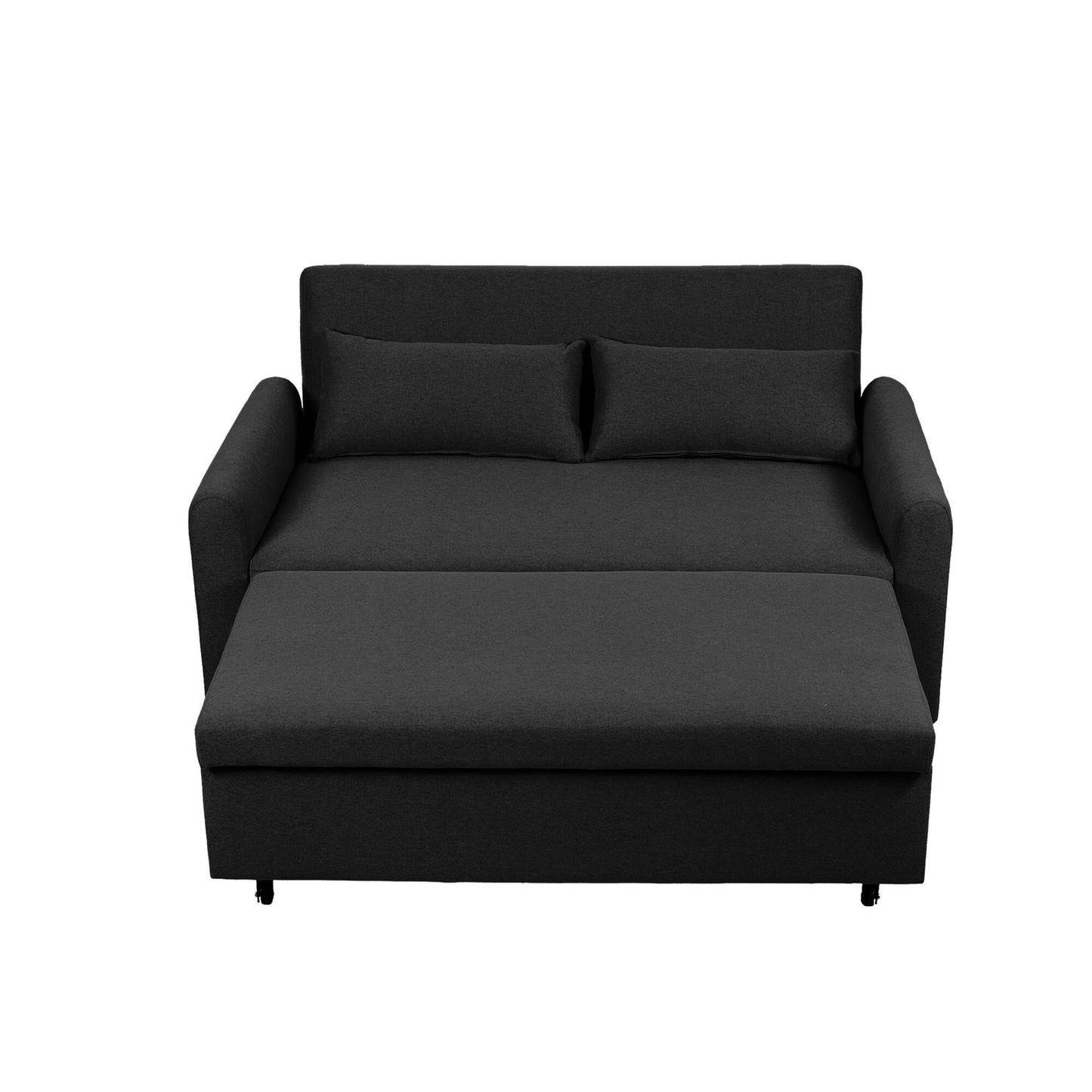 Oversized 61'' Convertible Sleeper Sofa Bed, 2-Seater Loveseat Sofa w/Pockets, Adjustable Backrest and Pillows.