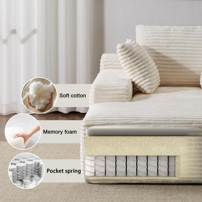 Oversized Chaise Lounge Cloud Couch Plush Corduroy Sleeper Sofa Daybed with Pillows for Living Room No Assembly