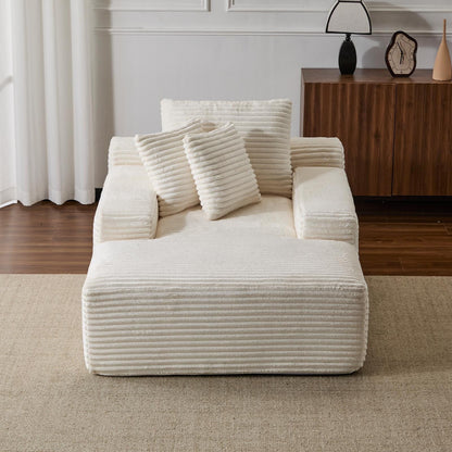 Oversized Chaise Lounge Cloud Couch Plush Corduroy Sleeper Sofa Daybed with Pillows for Living Room No Assembly