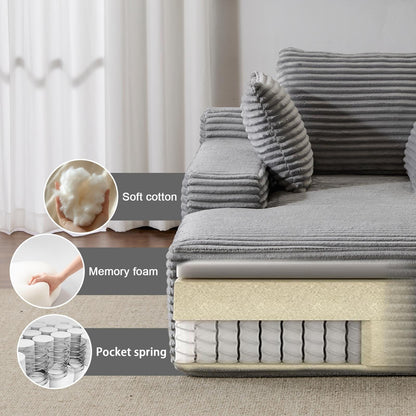 Oversized Chaise Lounge Cloud Couch Plush Corduroy Sleeper Sofa Daybed with Pillows for Living Room No Assembly