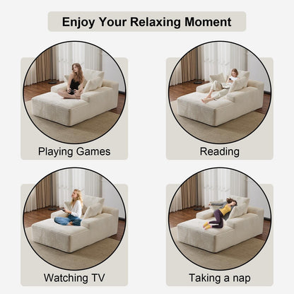 Oversized Chaise Lounge Cloud Couch Plush Corduroy Sleeper Sofa Daybed with Pillows for Living Room No Assembly