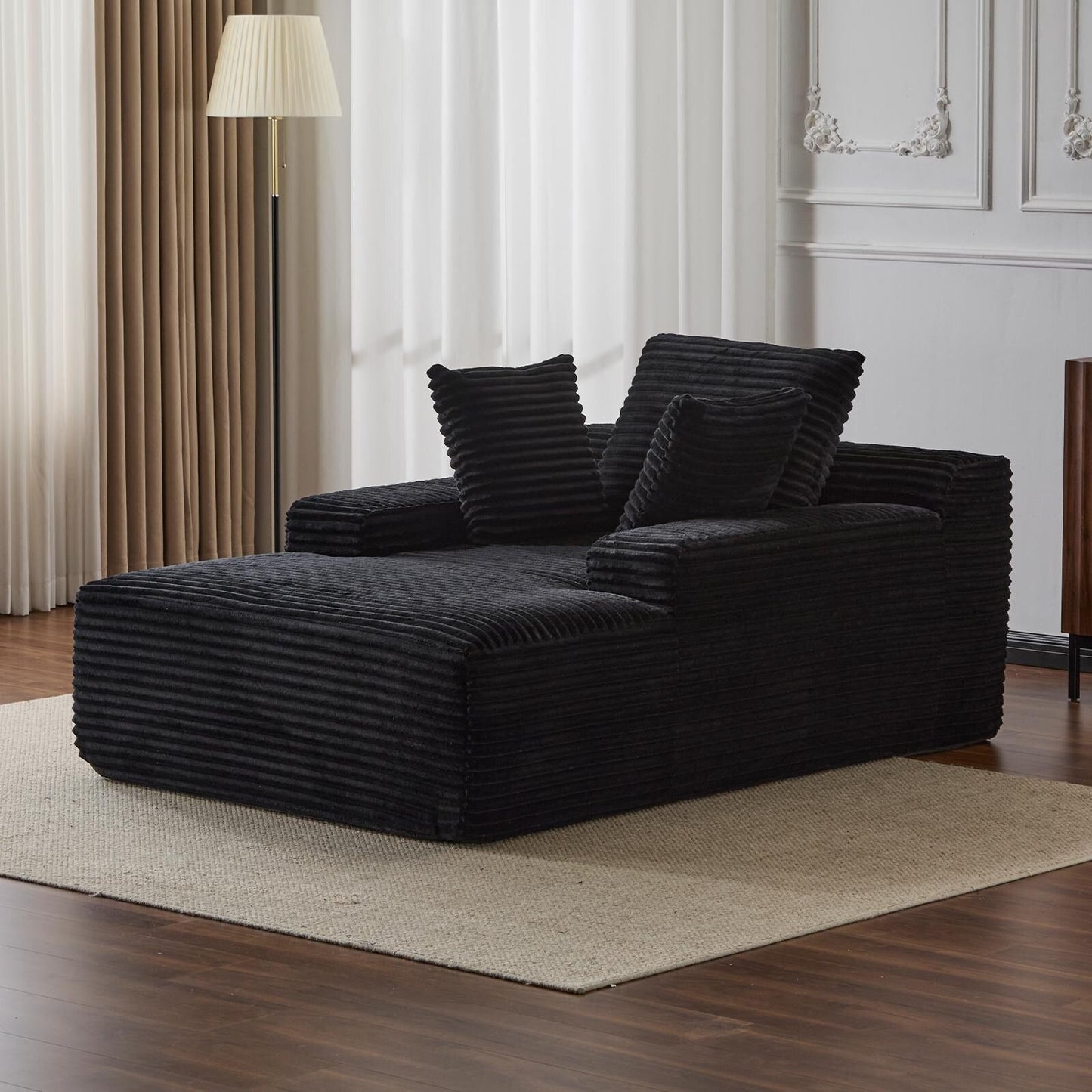 Oversized Chaise Lounge Cloud Couch Plush Corduroy Sleeper Sofa Daybed with Pillows for Living Room No Assembly