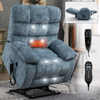 Oversized Dual Motor Power Lift Recliner with Massage, Lumbar Heat, Infinite Recline, and Tool-Free Assembly