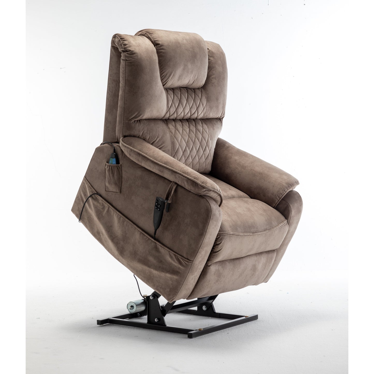Oversized Electric Lift Recliner with OKIN Motor, Infinite Recline to 180°, Extra-Wide Seat, and Convenient Side Storage
