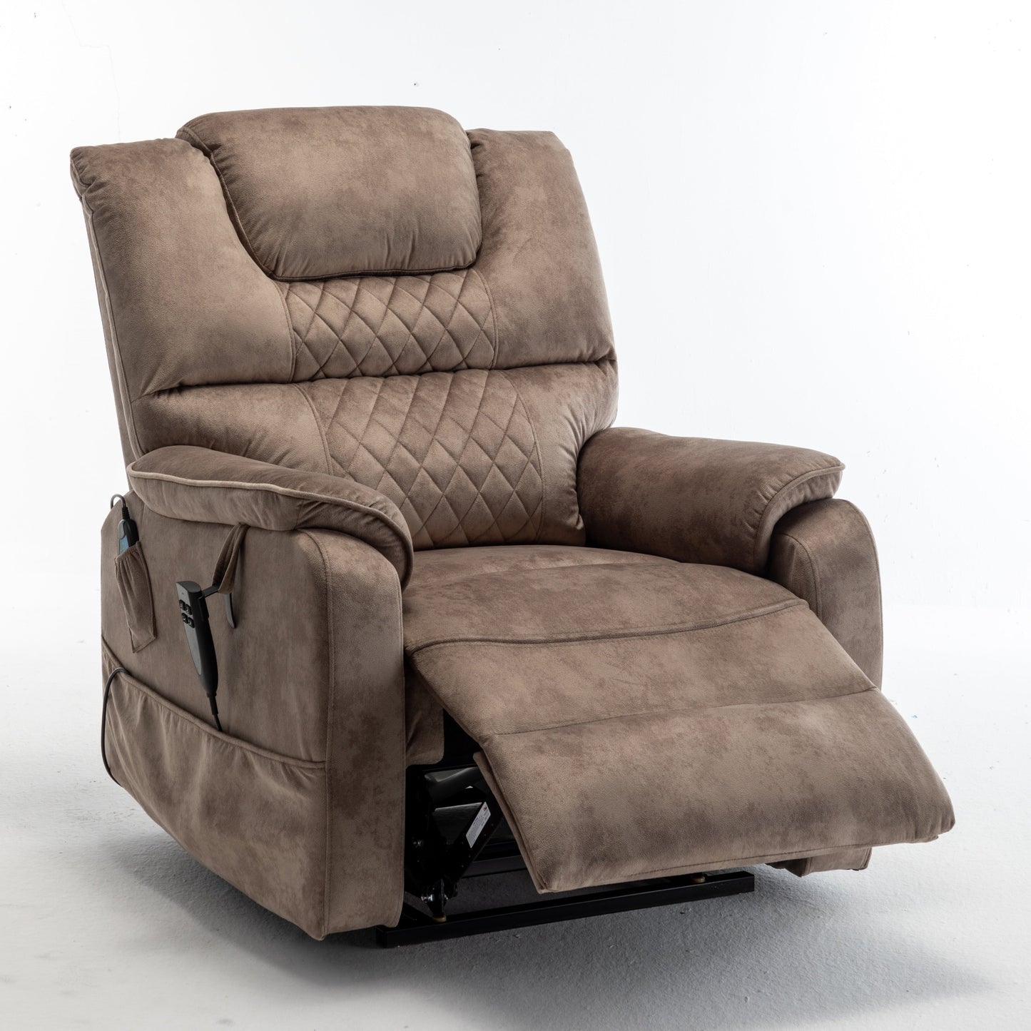 Oversized Electric Lift Recliner with OKIN Motor, Infinite Recline to 180°, Extra-Wide Seat, and Convenient Side Storage