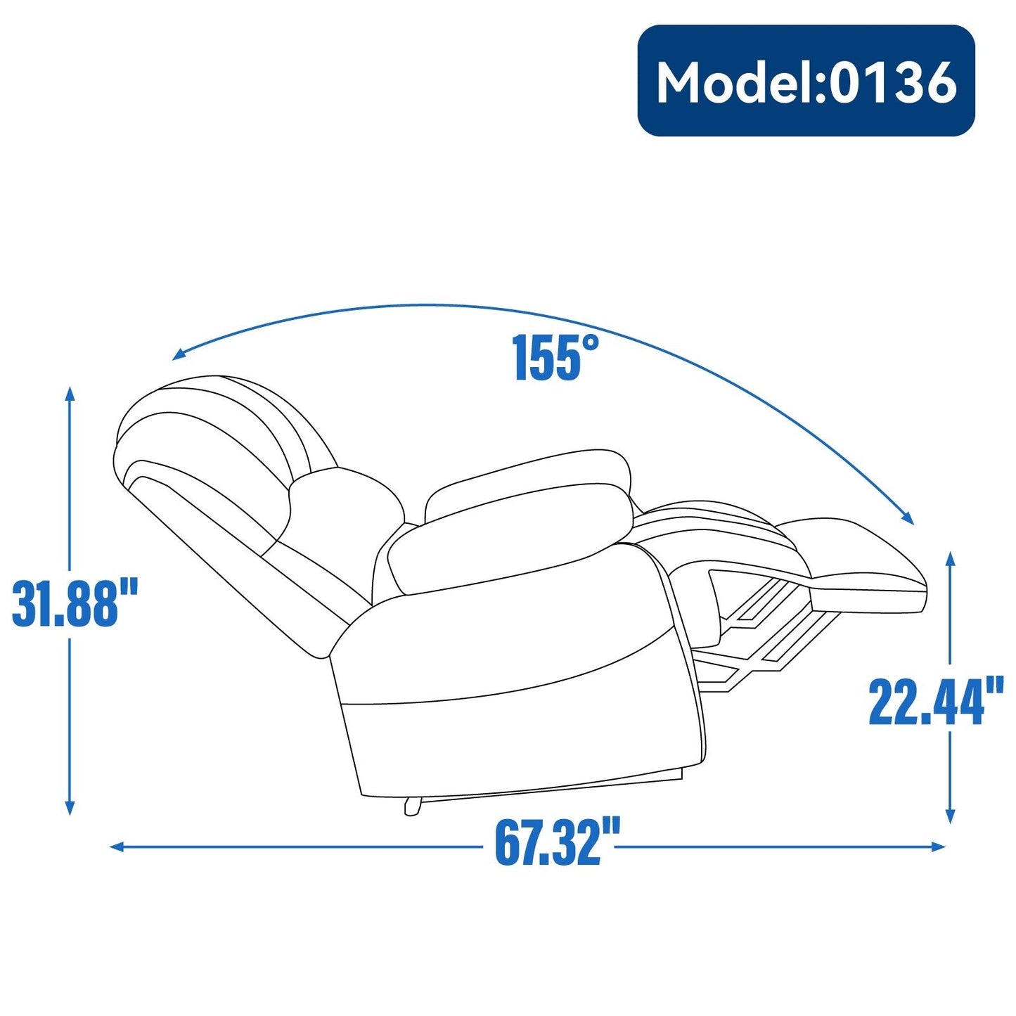 Oversized Manual Recliner with 155° Recline, Simple Assembly, and Extra-Large Design for Your Living Room