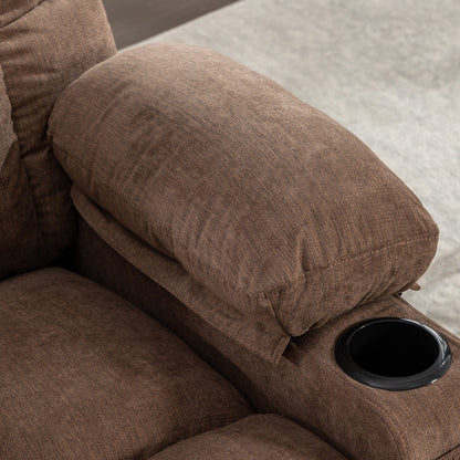 Oversized Massage Heat Recliner Chair Manual Rocking Chair with 2 Cup Holders and USB Charge Port Side Pockets