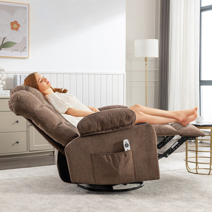 Oversized Massage Heat Recliner Chair Manual Rocking Chair with 2 Cup Holders and USB Charge Port Side Pockets