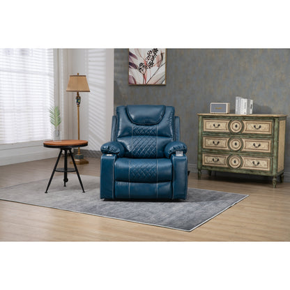 Oversized PU Leather Power Lift Recliner with Massage, Lumbar Heating, Cup Holder, 180Â° Flat Lay