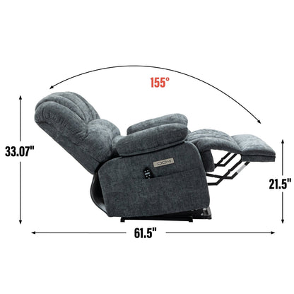 Oversized Power Lift Recliner Chair with Massage, Heat, 8-Point Vibration, Lumbar Heating, USB Port, Dual Side Pockets