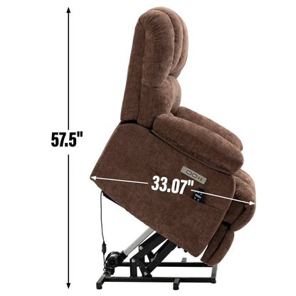 Oversized Power Lift Recliner Chair with Massage, Heat, 8-Point Vibration, Lumbar Heating, USB Port, Dual Side Pockets