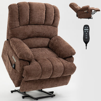 Oversized Power Lift Recliner Chair with Massage, Heat, 8-Point Vibration, Lumbar Heating, USB Port, Dual Side Pockets