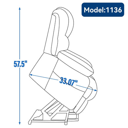 Oversized Power Lift Recliner Chair with Massage, Heat, 8-Point Vibration, Lumbar Heating, USB Port, Dual Side Pockets