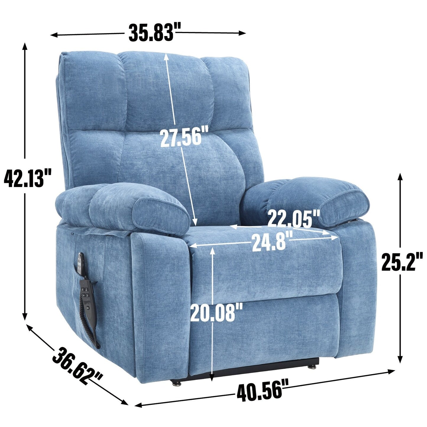 Oversized Power Lift Recliner with Dual Motors, Heat & Massage Functions, Infinite Position Recline, Hidden Cup Holders