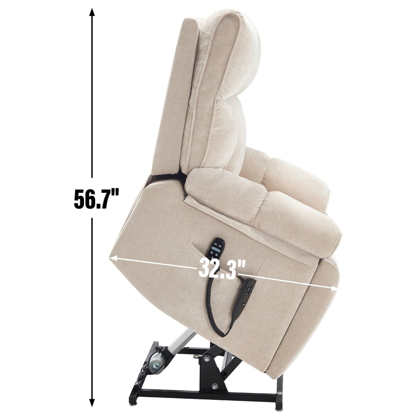 Oversized Power Lift Recliner with Dual Motors, Heat & Massage Functions, Infinite Position Recline, Hidden Cup Holders