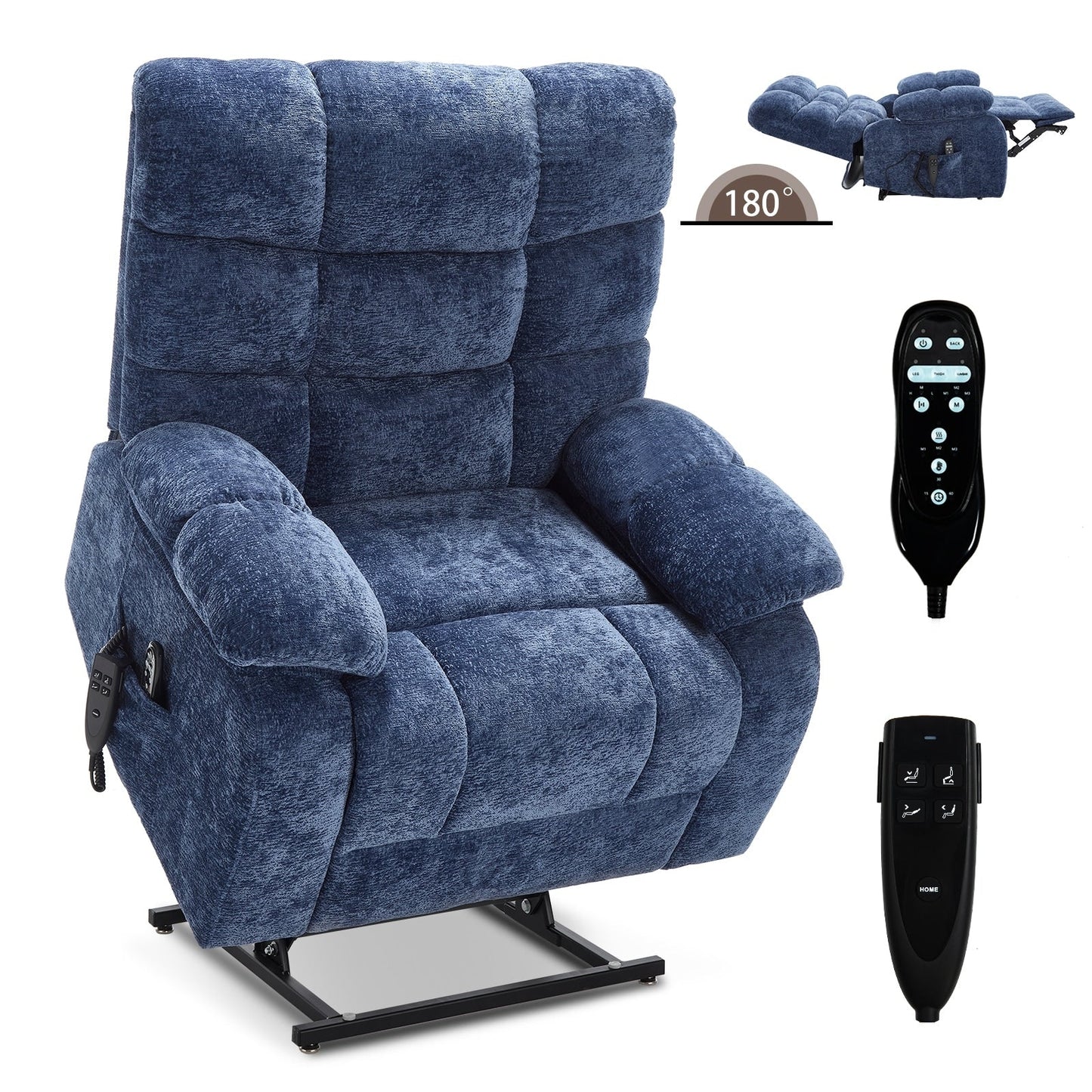 Oversized Power Lift Recliner with Dual Motors, Heat & Massage, Infinite Recline (350LBS Capacity), Remote Control