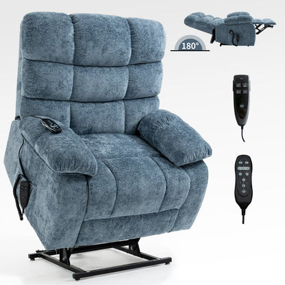 Oversized Power Lift Recliner with Dual Motors, Heat & Massage, Infinite Recline (350LBS Capacity), Remote Control